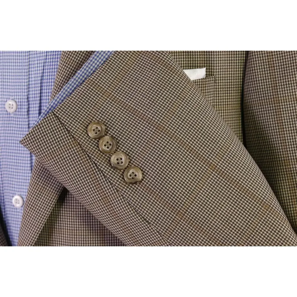 Hickey Freeman Current Addison Brown Windowpane 2-Btn Wool Sportcoat Blazer 40L